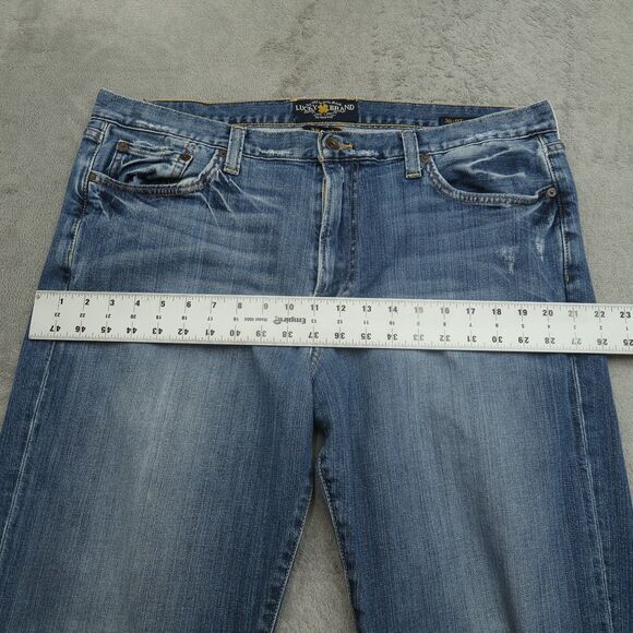 Lucky Brand Jeans Mens 38x32 Blue 361 Vintage Straight Stretch Denim Distressed - Picture 15 of 16